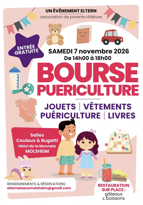 Bourse puériculture, jouets, vêtements enfants, livres