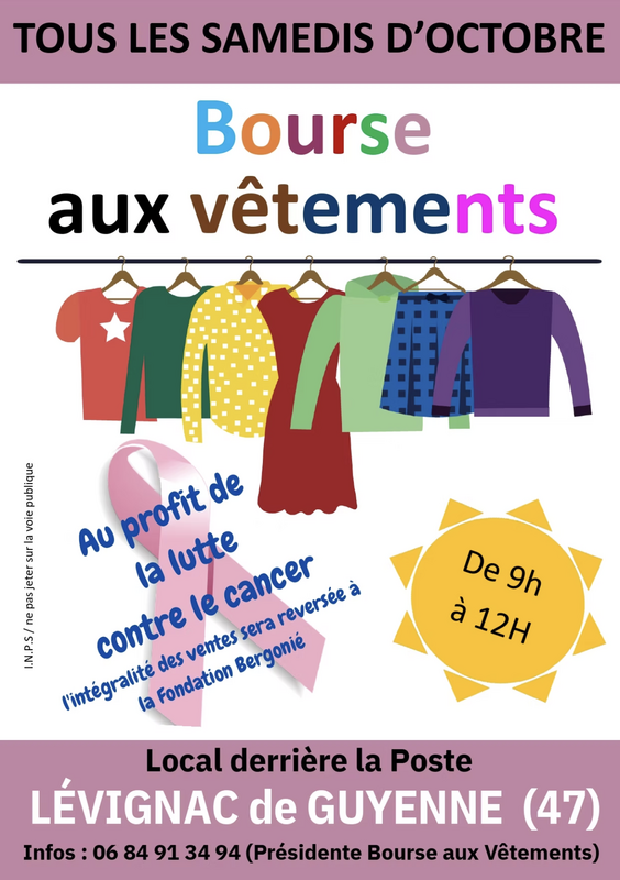 Bourse aux vêtements - octobre rose