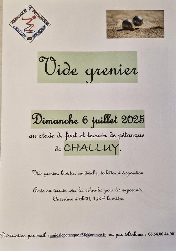 Vide grenier de l'amicale pétanque challuy-sermoise