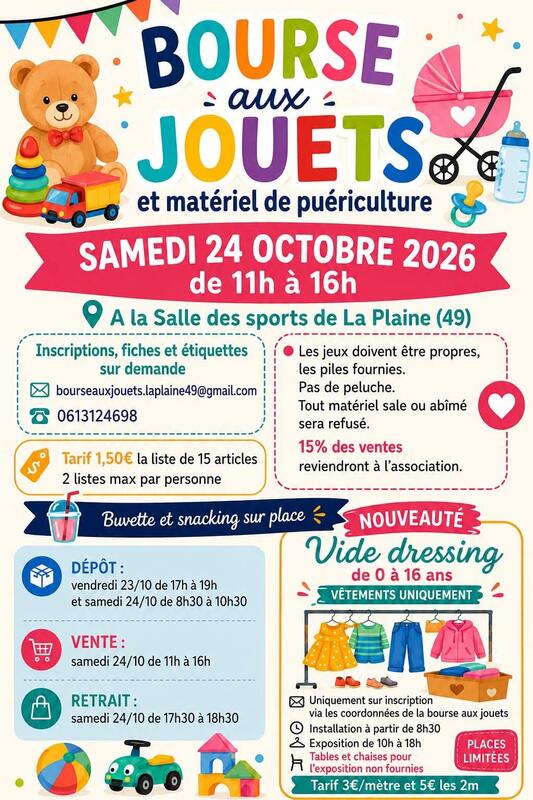 Bourse aux jouets, puériculture - vide dressing