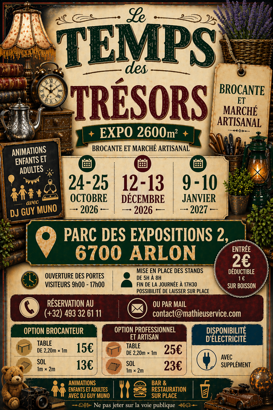 Le temps des trésors – brocante &amp; marché artisanal à arlon