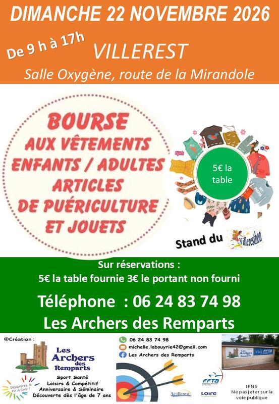 Bourse vêtements enfants - adultes - puériculture - jouets