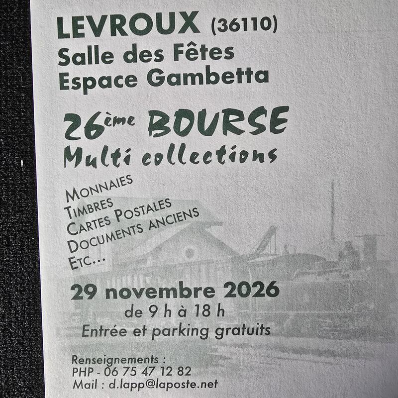 26ème bourse multi collections du club de l'histoire postal de levroux