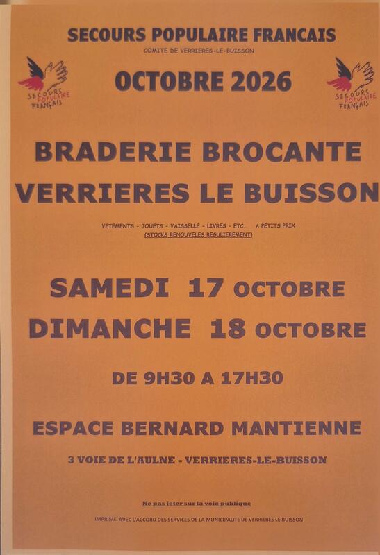 Braderie du secours populaire - comité de verrières