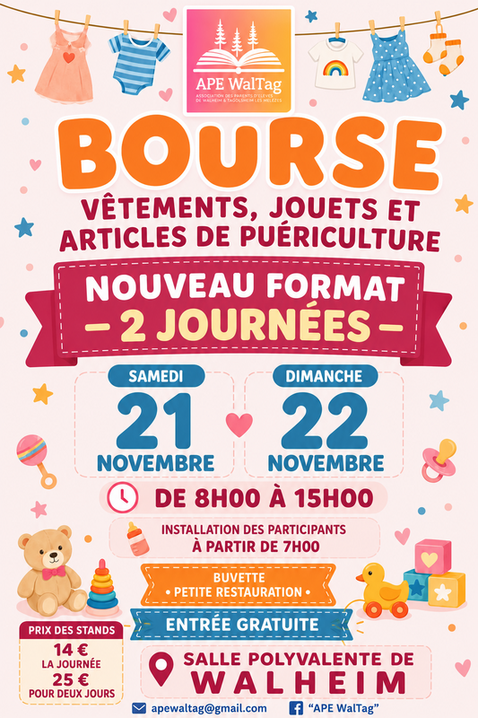 Bourse vêtements, jouets et puériculture