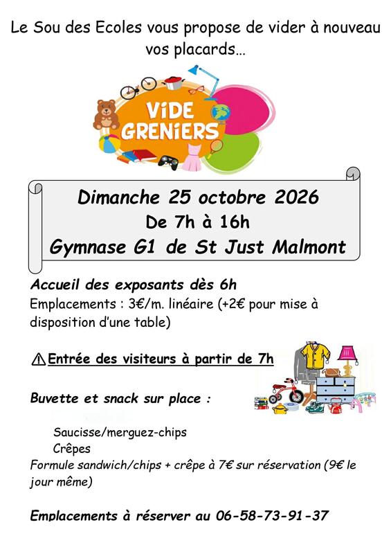 Vide grenier bourse aux jouets et vêtements organisé par le sou des ecoles