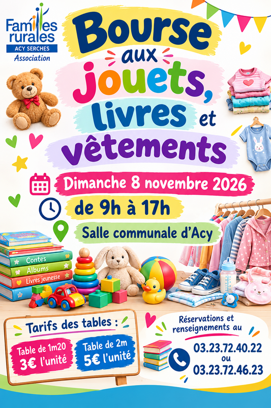 Bourse aux jouets - livres - vêtements