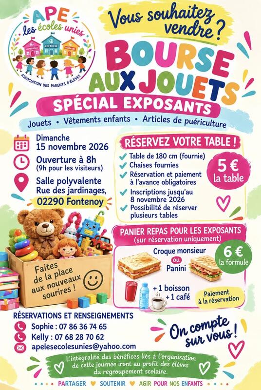 Bourse aux jouets, vêtements et puériculture