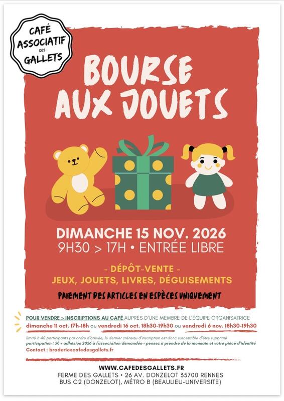 Bourse aux jouets du café associatif des gallets