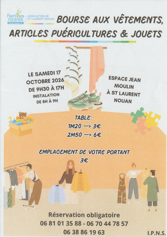 Bourse aux vêtements, article de puériculture et jouets