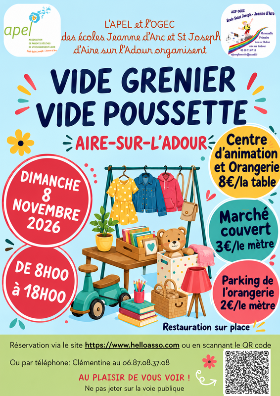 Vide grenier vide poussette de l’apel et de l’ogec