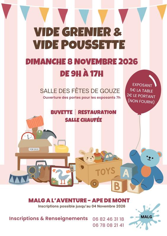 Vide grenier - vide poussette de malg à l’aventure