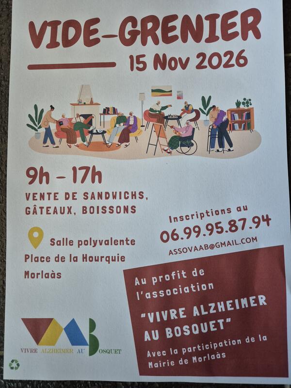 Vide-greniers de l'association vivre alzheimer au bosquet morlaas