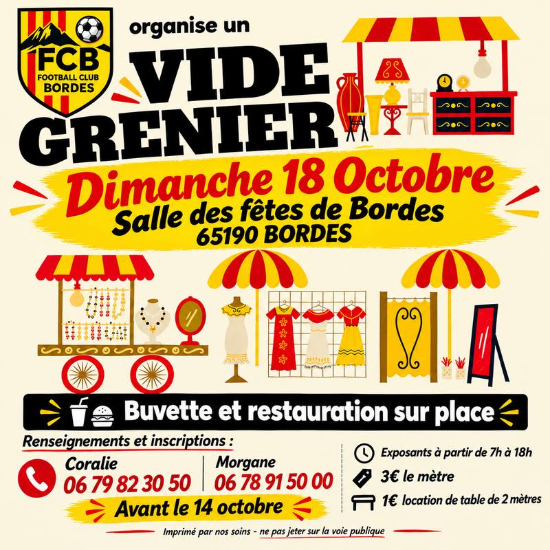 Vide grenier organisé par le fc bordes