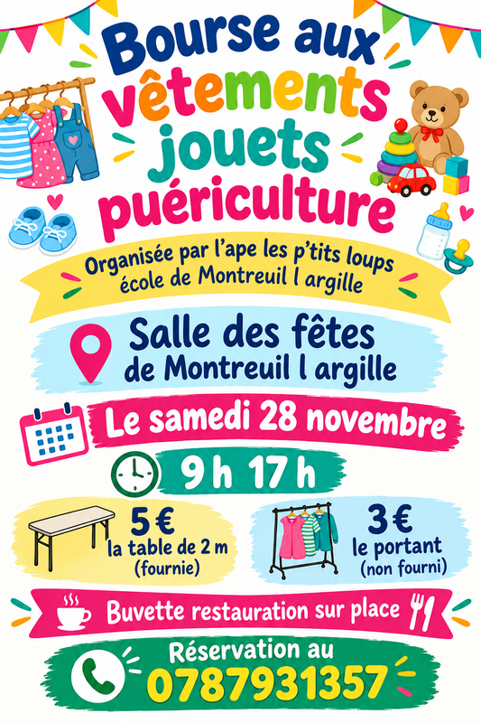 Bourse aux jouets, vêtements et puériculture