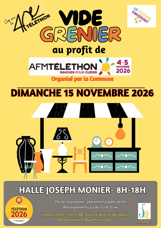 Vide-grenier au profit du téléthon