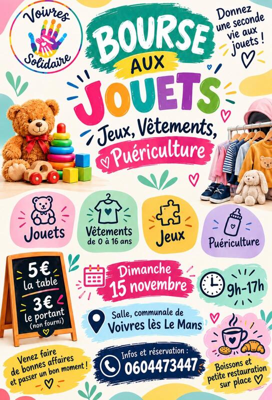 Bourse aux jouets, jeux, livres, puériculture, vêtements