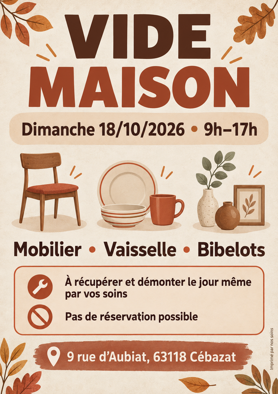 Vide maison cébazat