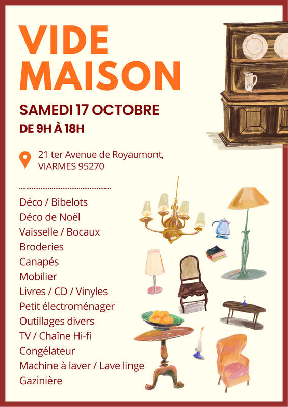 Vide maison à viarmes (95) le samedi 17 octobre 2026
