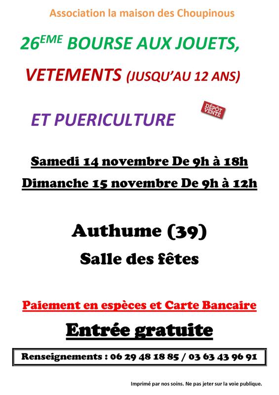 26ème bourse aux jouets vêtements et puériculture