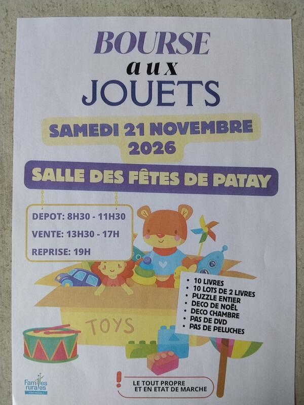 Bourse aux jouets familles rurales de patay