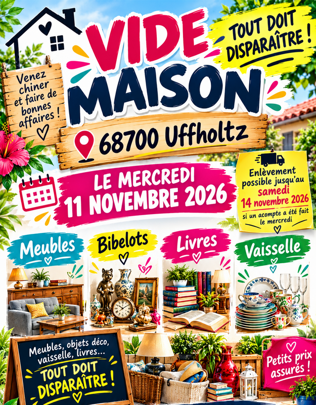 Grand vide-maison complet à uffholtz (68700) - meubles, déco, livres...