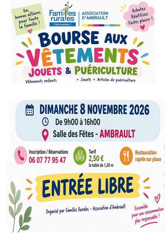 Bourse aux vêtements, jouets et puériculture