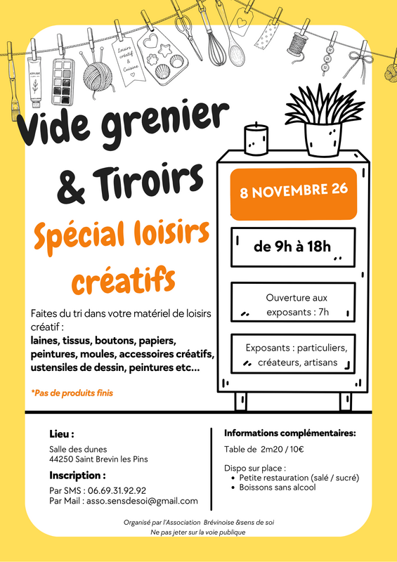 Vide grenier spécial matériels de loisirs créatif