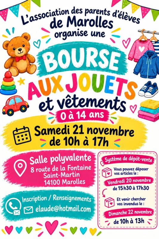 Bourse aux vêtements d'enfants (0-14ans), jouets, livres et puériculture
