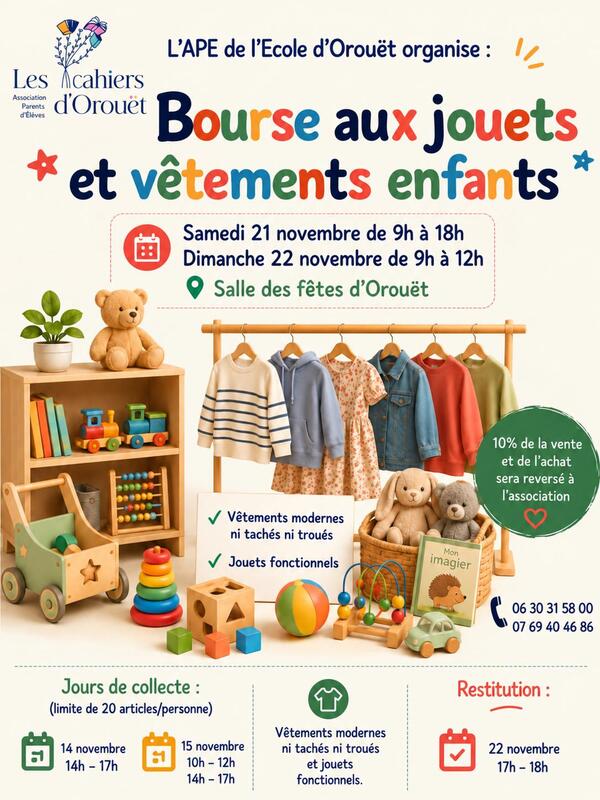 Bourse aux jouets, vêtements et puériculture