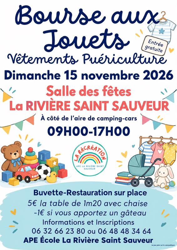 Foire aux vêtements, jouets, matériel de puériculture