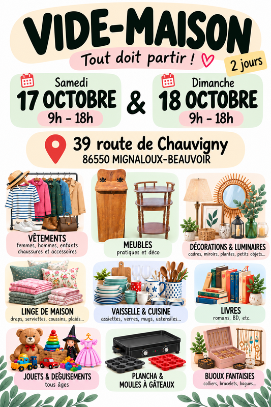 Vide-maison à mignaloux-beauvoir – 17 et 18 octobre