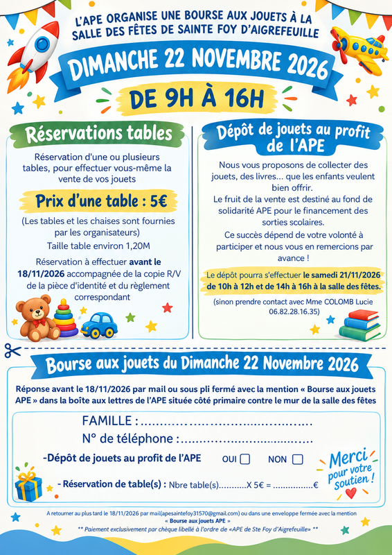 Bourse aux jouets école anne frank