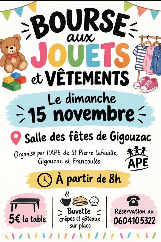 Bourse vêtements et jouets