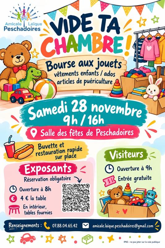 Bourse aux jouets, vêtements enfants et ados, puériculture