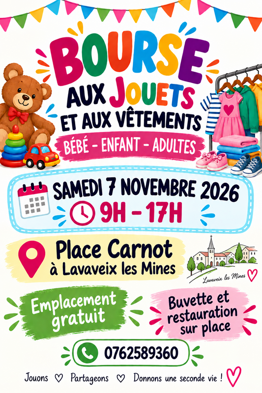 Bourse jouets et vêtements bébés enfants et adultes