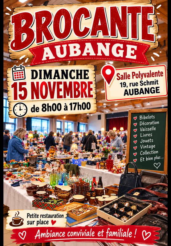 Aubange, brocante à la salle polyvalente.