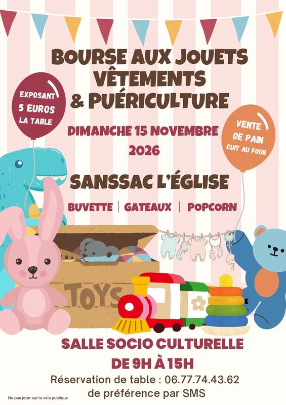 Bourse aux jouets, vêtements et puériculture