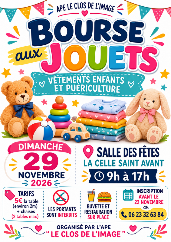 Bourse aux jouets, vêtements et puériculture