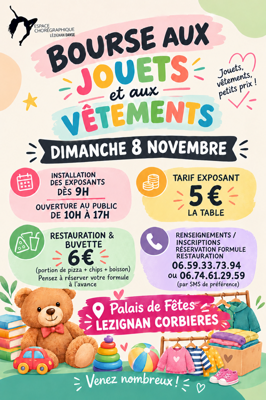 Bourse aux jouets et vêtements de lézignan danse