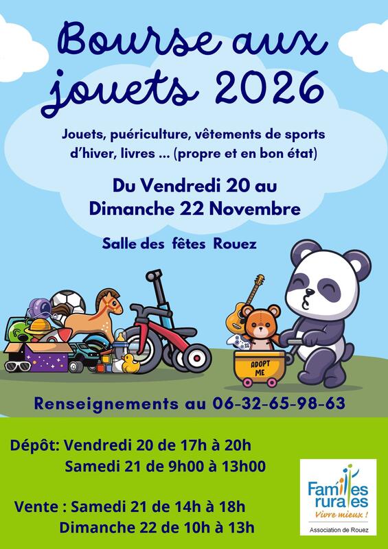 Bourse aux jouets, livres, puériculture, vêtements sport d'hiver
