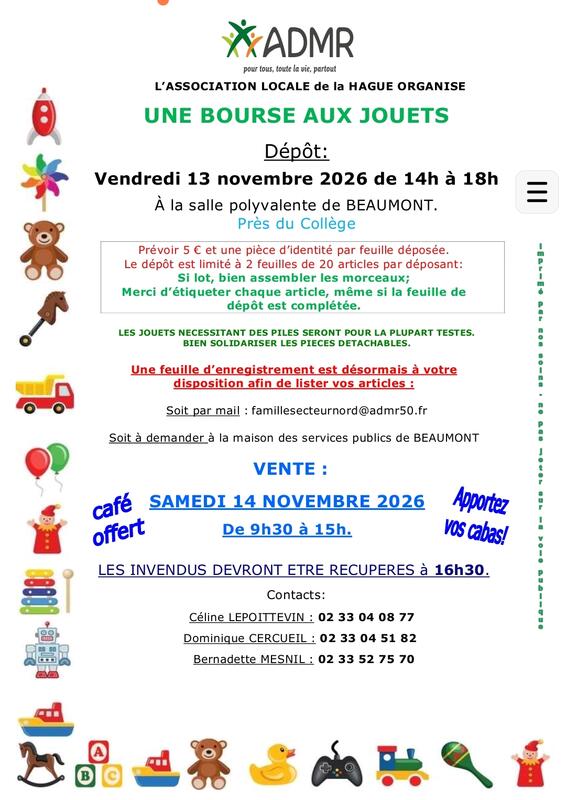 Bourse aux jouets admr de la hague