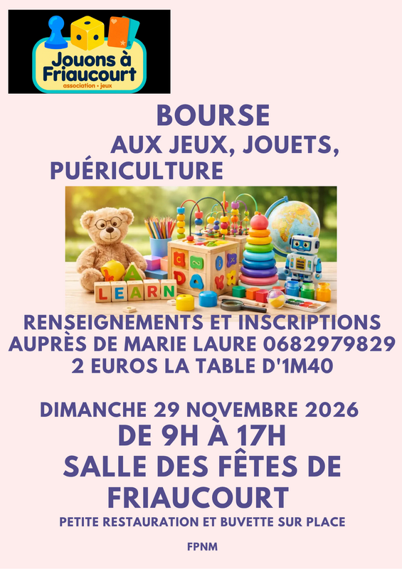 Bourse aux jouets, jeux et puériculture