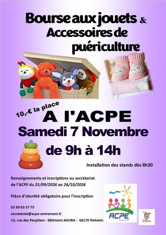 Bourse aux jouets, vêtements et puériculture